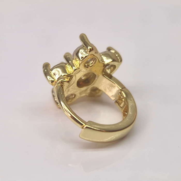 Cercei cu tortita in forma de stea placati cu aur de 14K incrustati cu cristale albe zirconiu [2]