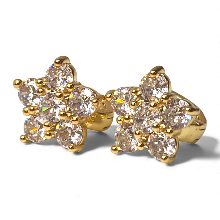 Cercei Adria placați cu aur cu floare din zirconii rotunde [5]