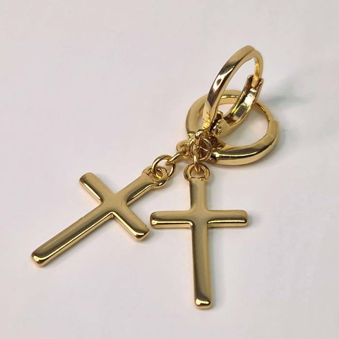 Cercei placati cu aur de 14k cu cruciulita [4]
