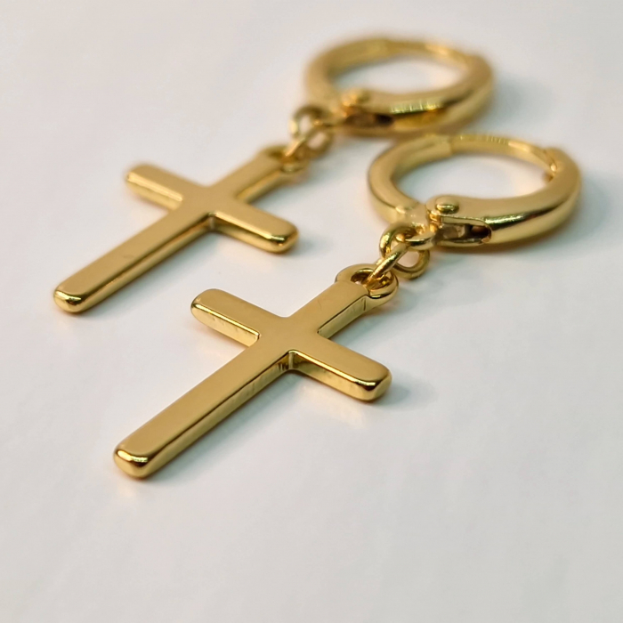 Cercei placati cu aur de 14k cu cruciulita [2]