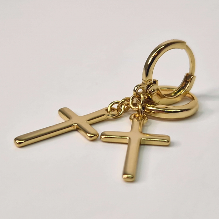 Cercei placati cu aur de 14k cu cruciulita [6]