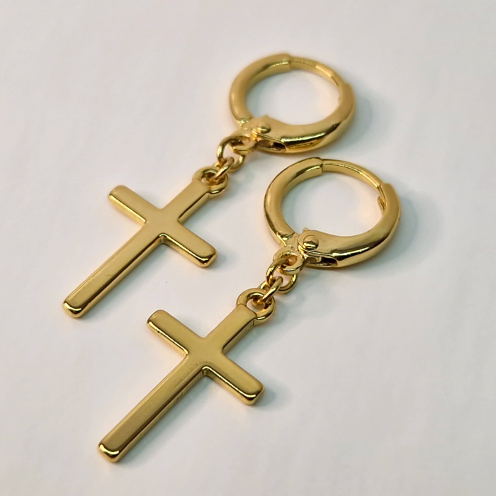 Cercei placati cu aur de 14k cu cruciulita [7]