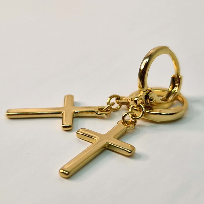 Cercei placati cu aur de 14k cu cruciulita [3]