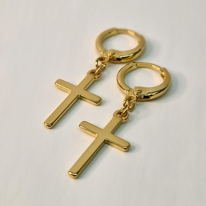 Cercei placati cu aur de 14k cu cruciulita [1]