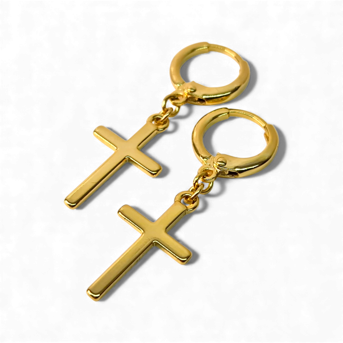 Cercei Adriana placati cu aur cu cruci minimaliste – MyBijoux [5]