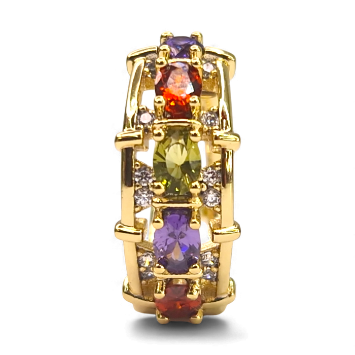 Cercei Aisha placați cu aur cu zirconii multicolore fațetate [7]