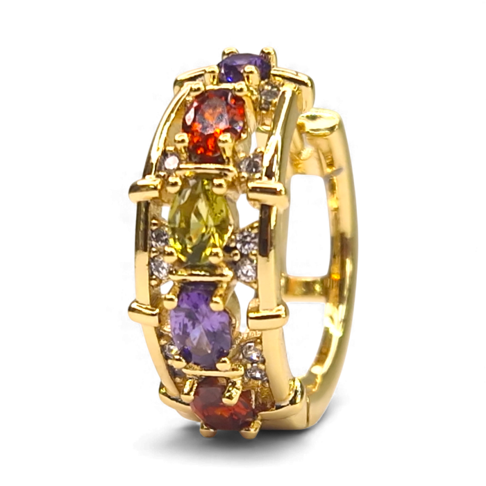 Cercei Aisha placați cu aur cu zirconii multicolore fațetate [8]