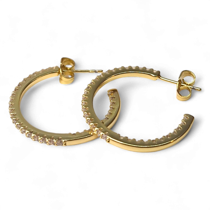 Cercei Alana placați cu aur cu formă ovală decorată cu zirconii [4]