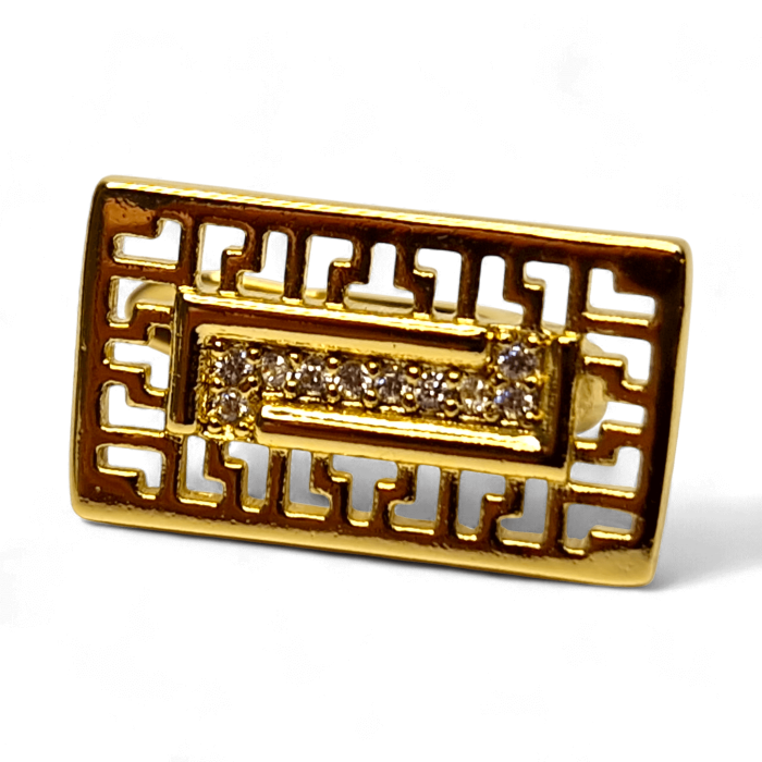 Cercei Alessia placați cu aur cu design geometric și zirconii centrale [5]