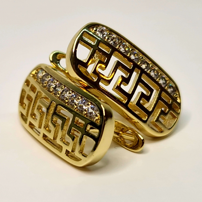 Cercei eleganti placati cu aur de 14k si cristale albe din zirconiu [1]