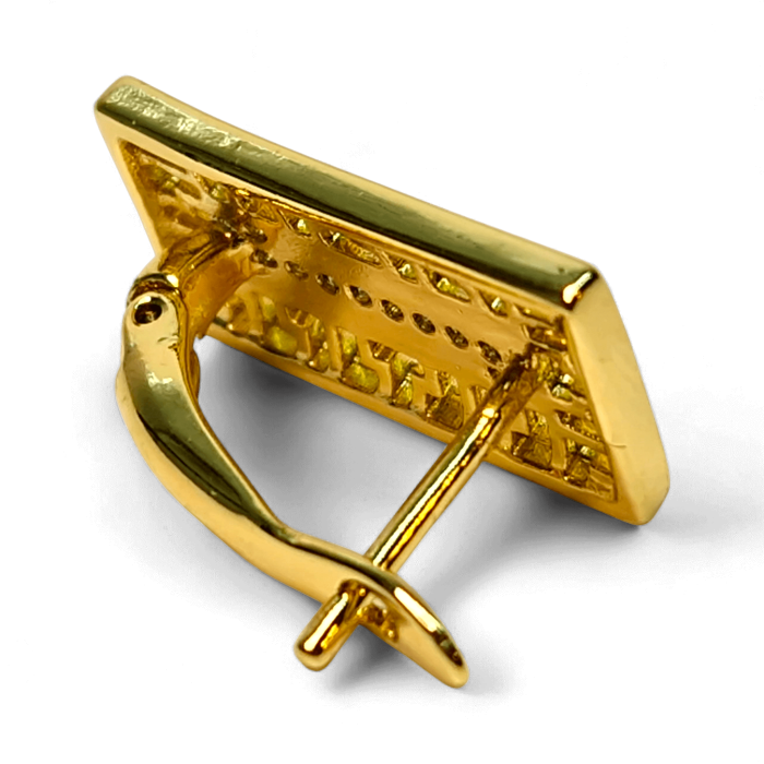 Cercei Alessia placați cu aur cu design geometric și zirconii centrale [8]