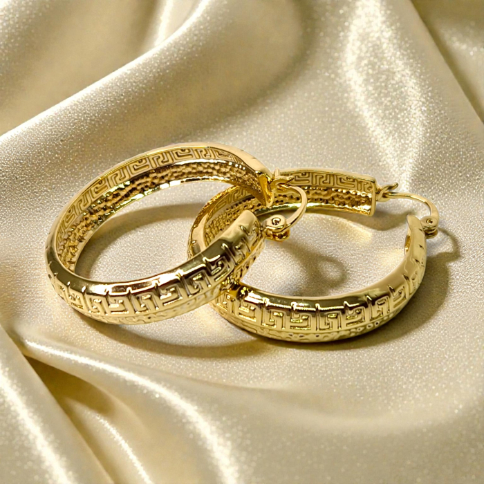 Cercei rotunzi placati cu aur de 18k [4]