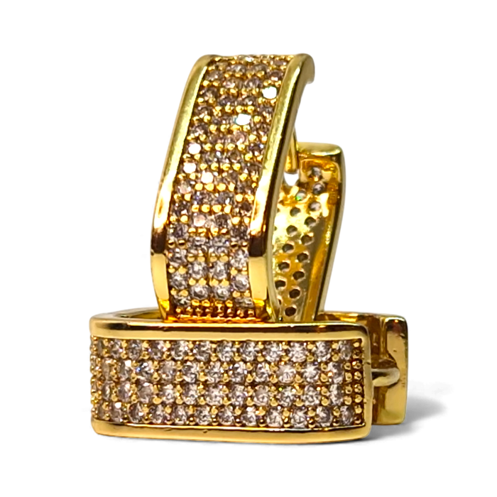 Cercei de ocazie placati cu aur de 14k si incrustati cu cristale albe zirconiu [1]