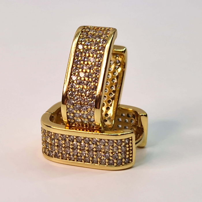 Cercei de ocazie placati cu aur de 14k si incrustati cu cristale albe zirconiu [4]