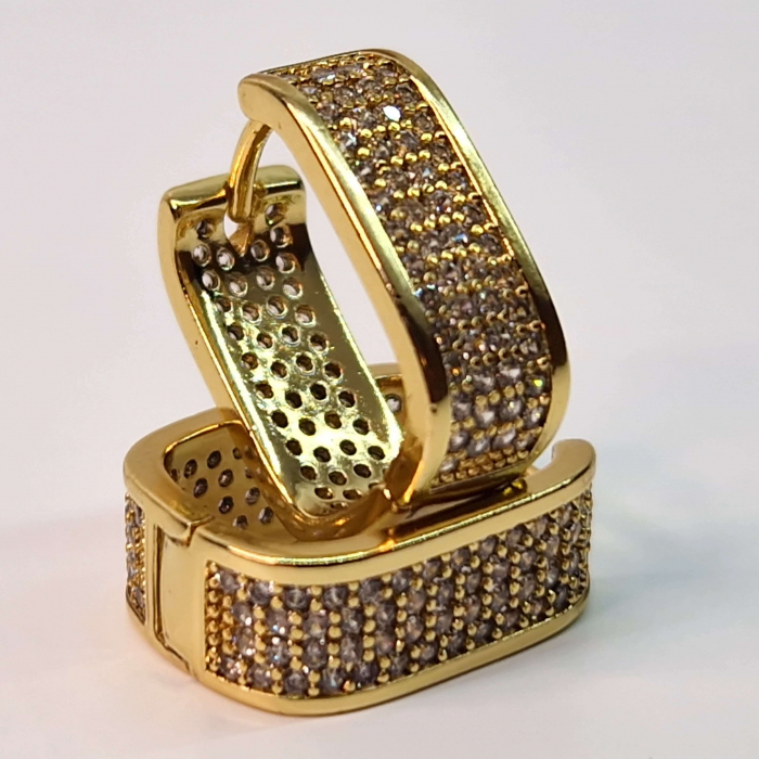 Cercei de ocazie placati cu aur de 14k si incrustati cu cristale albe zirconiu [2]