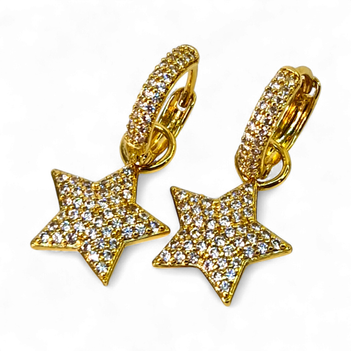 Cercei placati cu aur Alicia cu stele pavate cu zirconii [1]