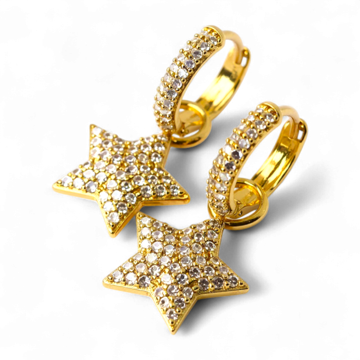 Cercei placati cu aur Alicia cu stele pavate cu zirconii [3]