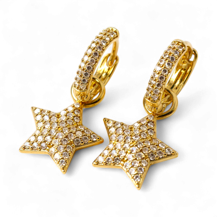 Cercei placati cu aur Alicia cu stele pavate cu zirconii [4]