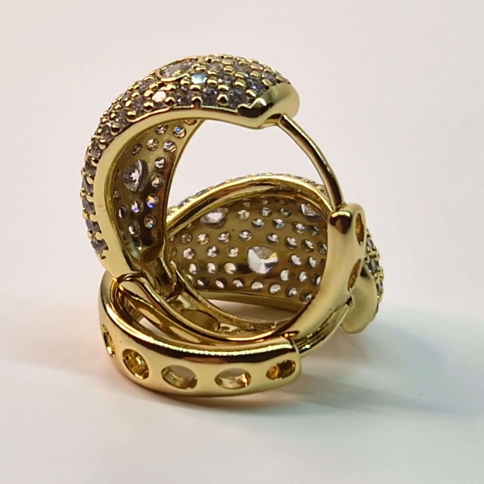 Cercei eleganti placati cu aur galben de 14k si cristale zirconiu albe pe toata suprafata [7]