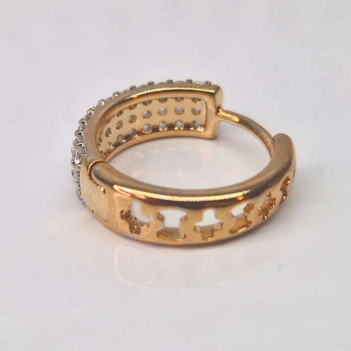 Cercei rotunzi placati cu aur roz de 18k si cristale albe zirconiu [5]