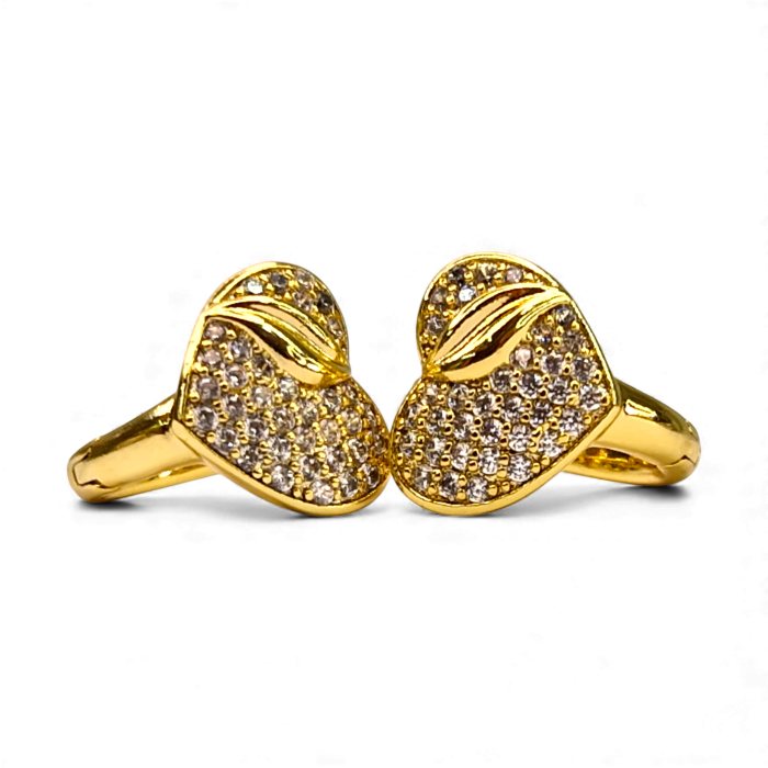 Cercei cu tortita in forma de inima placati cu aur de 14k si incrustati cu cristale albe zirconiu [3]