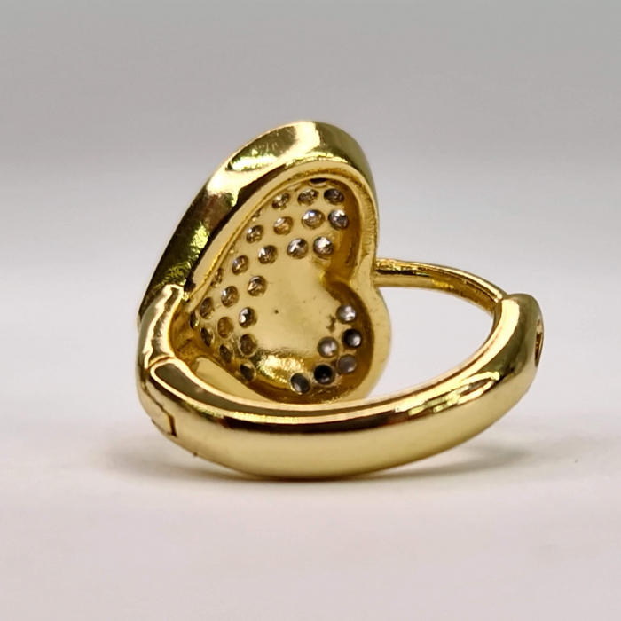 Cercei cu tortita in forma de inima placati cu aur de 14k si incrustati cu cristale albe zirconiu [5]