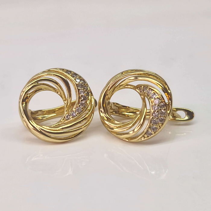 Cercei placati cu aur de 14k incrustati cu cristale albe zirconiu [1]