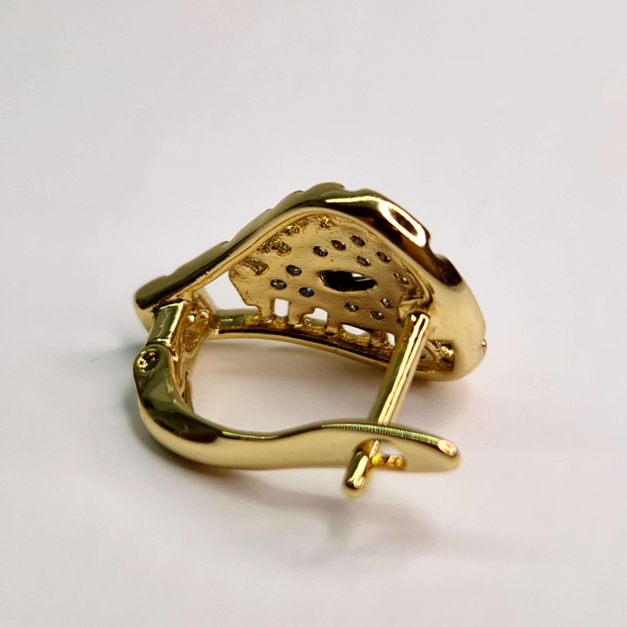 Cercei eleganti placati cu aur de 14k cu un cristal din onix negru si cristale albe zirconiu [5]
