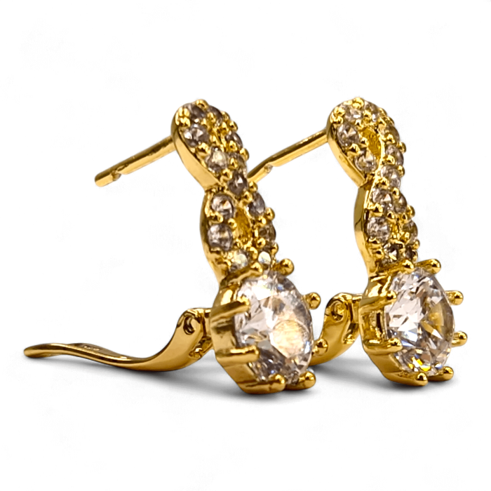 Cercei Anastasia placați cu aur cu zirconii pe linii curbe elegante [6]