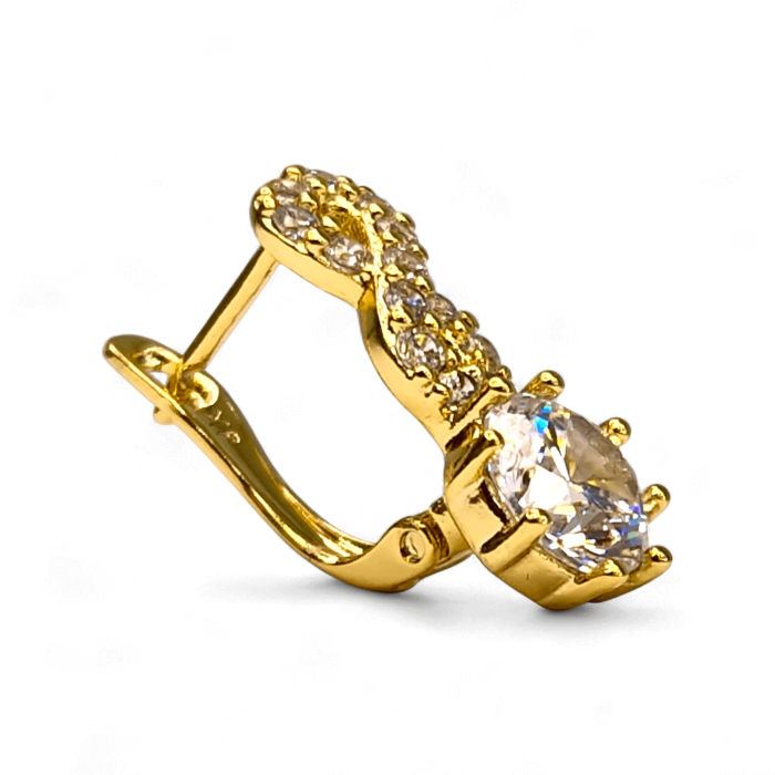 Cercei Anastasia placați cu aur cu zirconii pe linii curbe elegante [3]