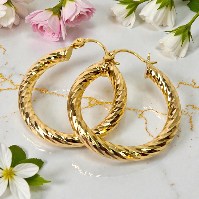 Cercei rotunzi placati cu aur de 18k [8]