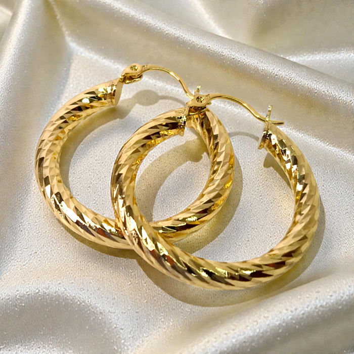 Cercei rotunzi placati cu aur de 18k [4]