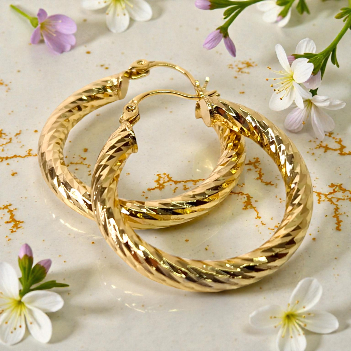 Cercei rotunzi placati cu aur de 18k [6]