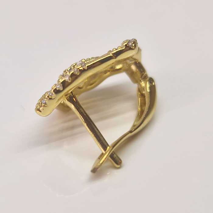 Cercei cu tortita placati cu aur galben de 14k si incrustati cu cristale albe zirconiu [4]
