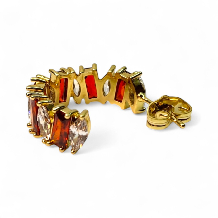 Cercei Andreea placați cu aur cu zirconii roșii și albe [4]