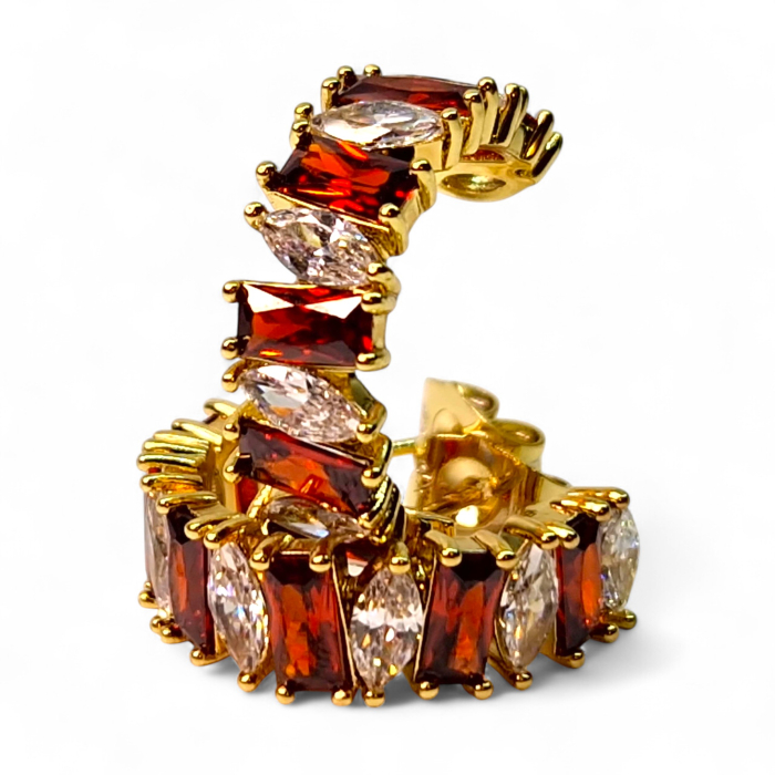 Cercei Andreea placați cu aur cu zirconii roșii și albe [1]