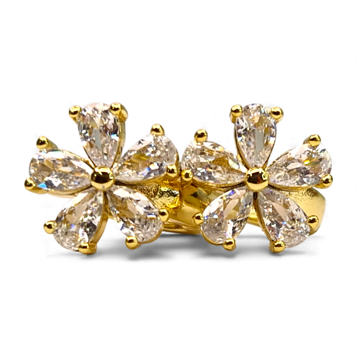 Cercei Antonia placați cu aur cu flori din zirconii clare [1]