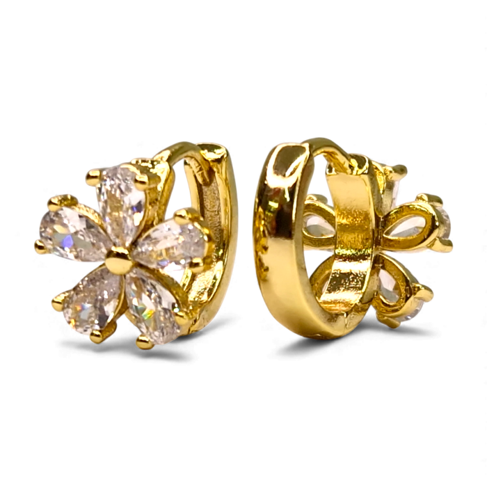 Cercei Antonia placați cu aur cu flori din zirconii clare [8]