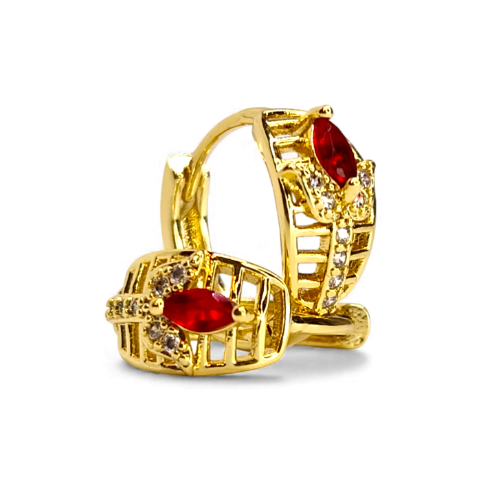 Cercei Armina Red placați cu aur cu cristal roșu și zirconii [3]