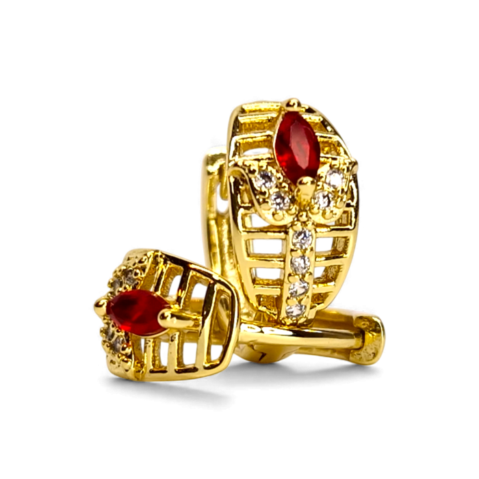 Cercei Armina Red placați cu aur cu cristal roșu și zirconii [1]