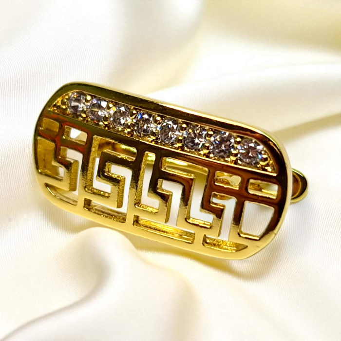 Cercei Aurora placați cu aur cu model geometric decupat și zirconii [4]