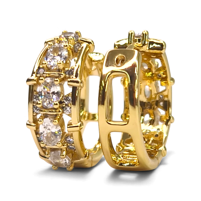 Cercei Ayanna placați cu aur cu zirconii mari strălucitoare [5]