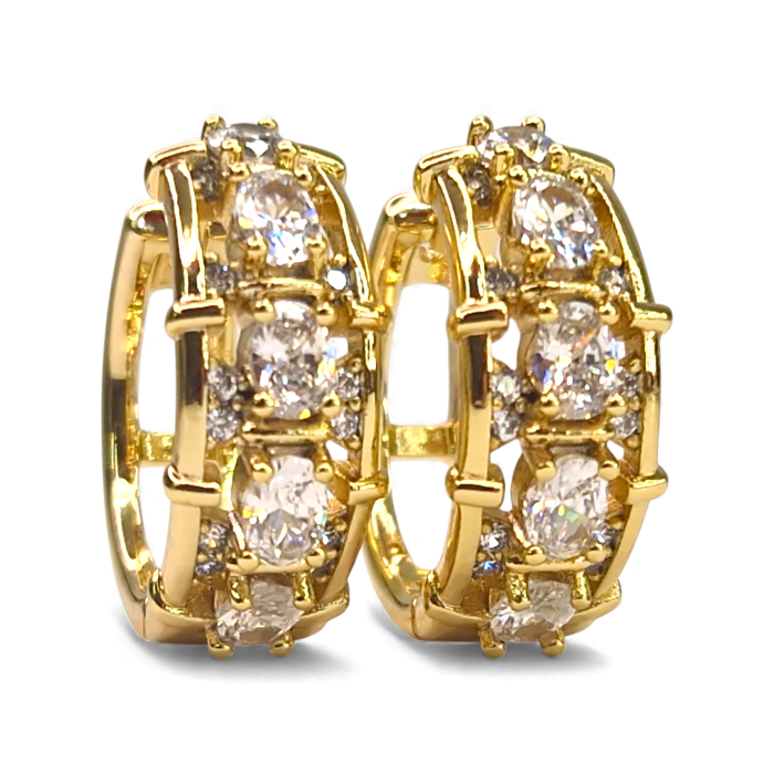 Cercei Ayanna placați cu aur cu zirconii mari strălucitoare [1]