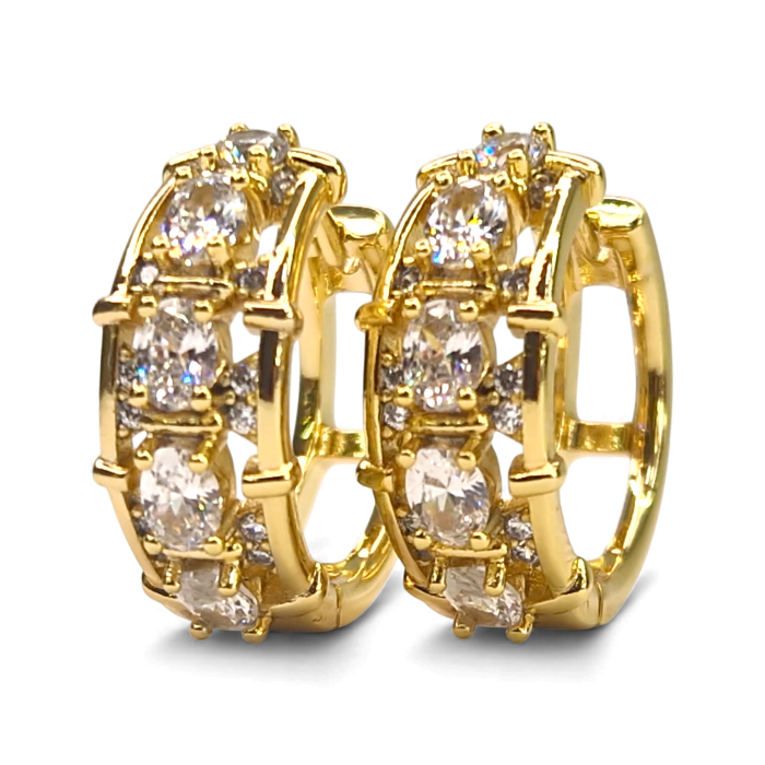 Cercei Ayanna placați cu aur cu zirconii mari strălucitoare [3]