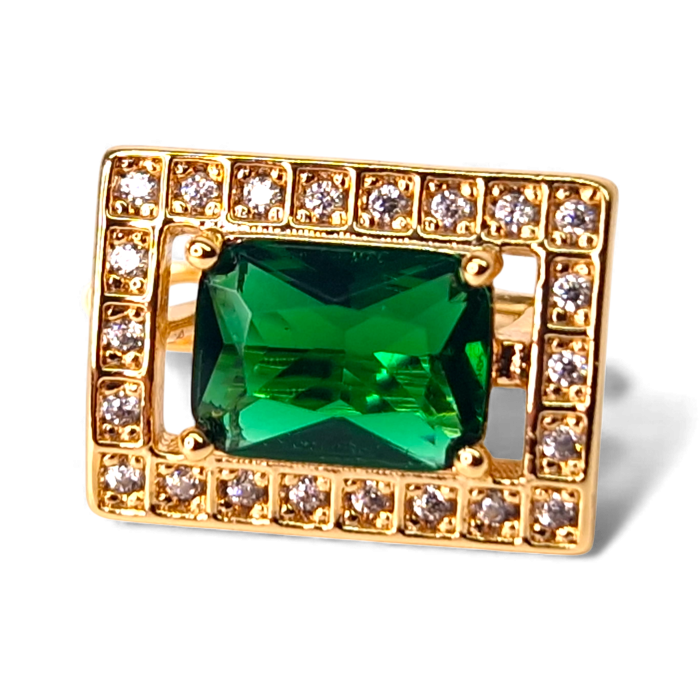 Cercei cu cristal verde si zirconii albe placat cu aur de 18k [5]