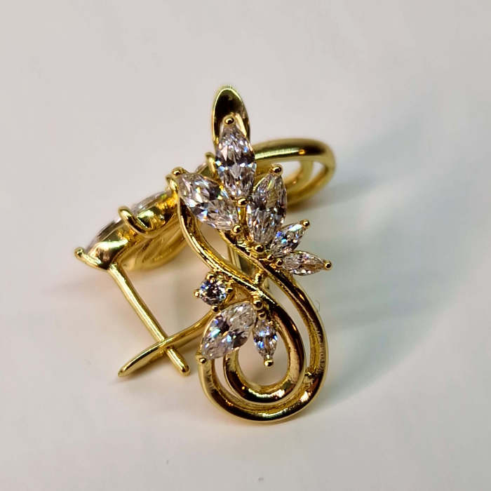 Cercei eleganti placati cu aur de 14k si cristale din zirconiu [9]