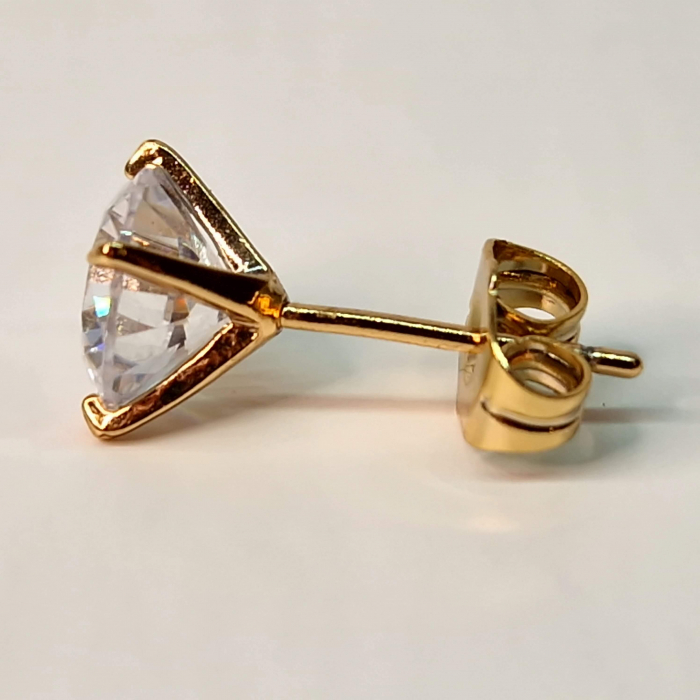 Cercei cu surub cu cristal transparent placati cu aur de 18k [4]