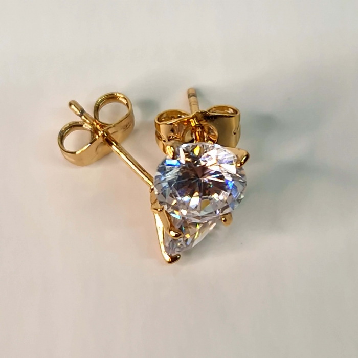 Cercei cu surub cu cristal transparent placati cu aur de 18k [12]