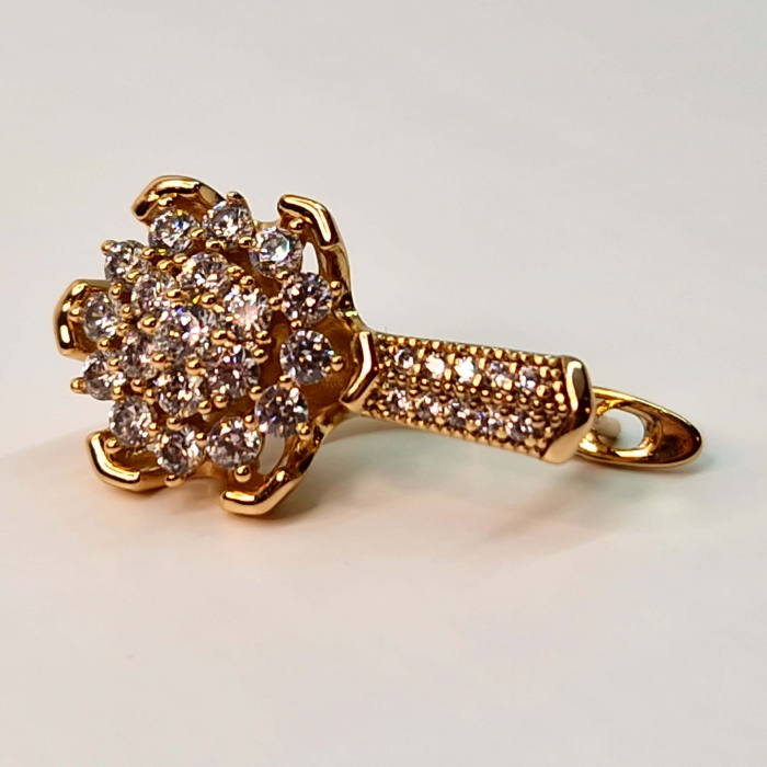 Cercei placati cu aur de 18k cu cristale albe zirconiu in forma de floare [3]