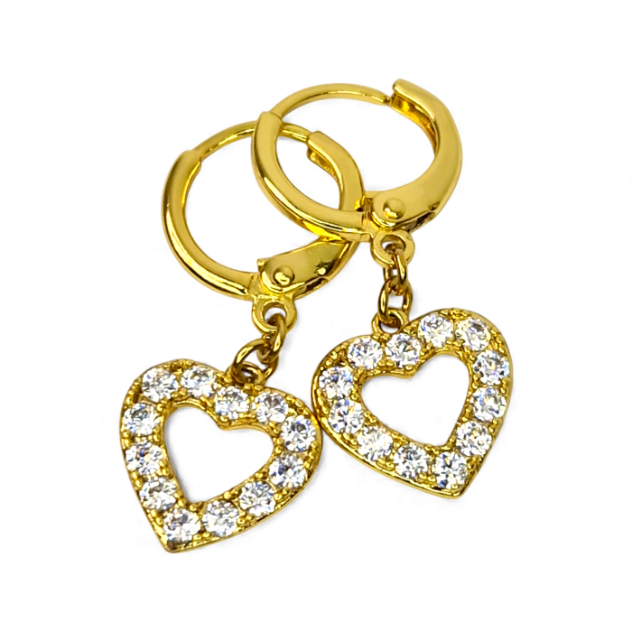 Cercei placați cu aur Carmen cu inimioare strălucitoare din cristale [3]